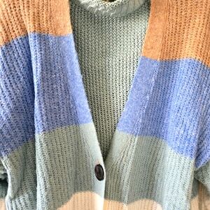 American Eagle long cardigan button-up with matching mockneck sweater M